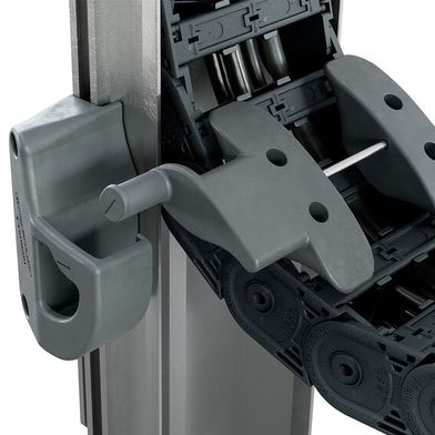 Der TKVG ist für Energieketten Uniflex Advanced 1555 ausgelegt. Zu haben ist er ab einer Innenbreite von 75 Millimetern und einem Krümmungsradius von 125 Millimetern. (Bild: Tsubaki Kabelschlepp)