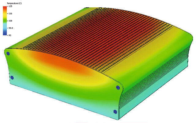 Bild 2: Thermische Simulation am „EMB“-Gehäuse. So werden Fehlerquellen schneller erkannt und kostenintensive Reklamationen von vornherein unterbunden. (Bild: Fischer)
