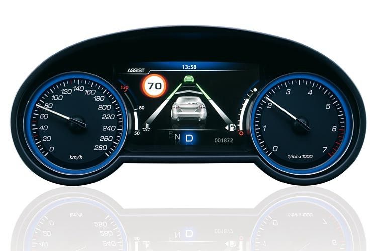 Mit analogen Instrumenten und einem digitalem Display lassen sich alle wichtigen Informationen in einem Kombiinstrument unterbringen. ( Continentel)