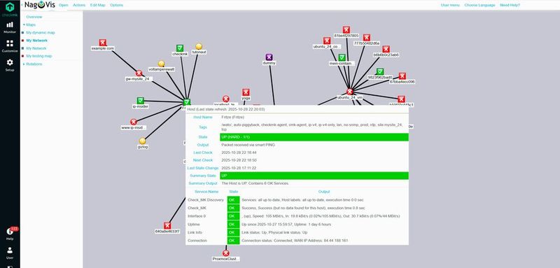 Netzwerk-Topologie in NagVis innerhalb von Checkmk. (Bild: Lang | Checkmk)