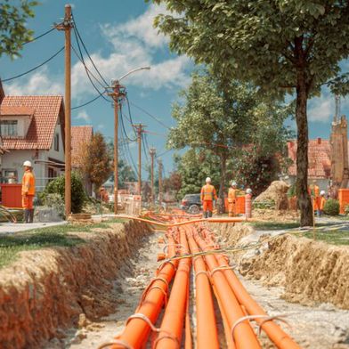 Symbolbild: Der Ausbau von Glasfaseranschlüssen schreitet voran. Die tatsächliche Aktivierung in den Haushalten entwickelt sich jedoch langsamer als die bauliche Verfügbarkeit. (Bild: Midjourney / Paula Breukel / KI-generiert)