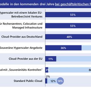Mit Schwarz-Weiß-Narrativen fühlen sich Unternehmen nicht gut beraten. Unternehmen sehen stattdessen in hybriden IT-Landschaften im Sinne von Multicloud-Architekturen abhängig vom Anwendungsfall die jeweils beste Lösung.(Bild:  Lünendonk)