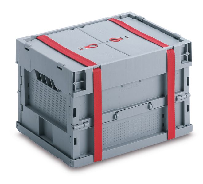 Spannverschlüsse und reißfeste Textilfasergurte sorgen dafür, dass die Behälter von Utz auch während des Transports verschlossen bleiben. (Bild: Utz)