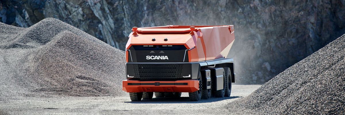 Driverless through the job site: Scania has introduced an autonomous concept truck.