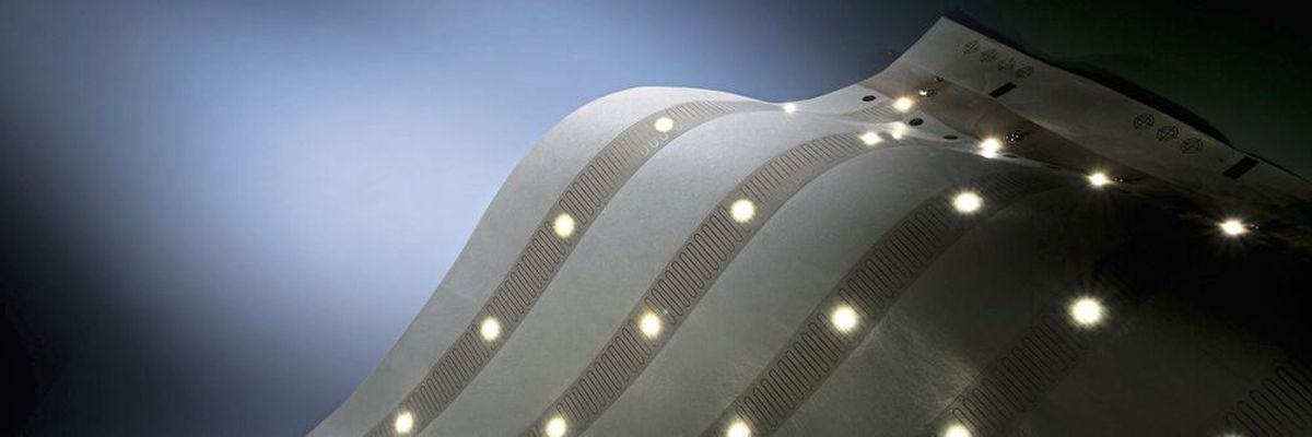 Plasma metallization turns a non-conductive plastic or paper into a conductive printed circuit board that can be equipped with LEDs.