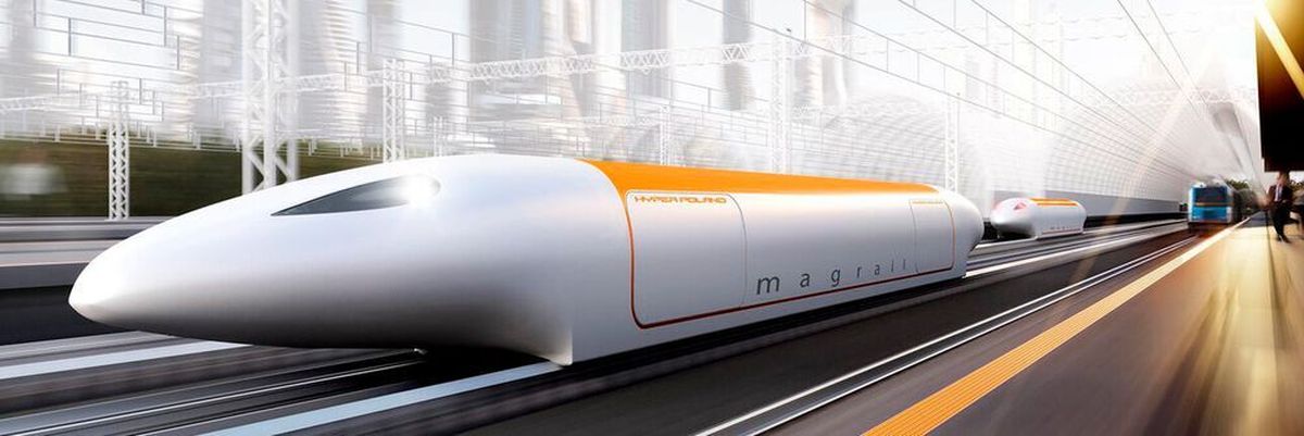 Hyper Poland describes their hyperloop train as a cross between a train and an airplan and claims it 'will enable travel between Krakow and Gdansk in 35 minutes, traveling near the speed of sound.'
