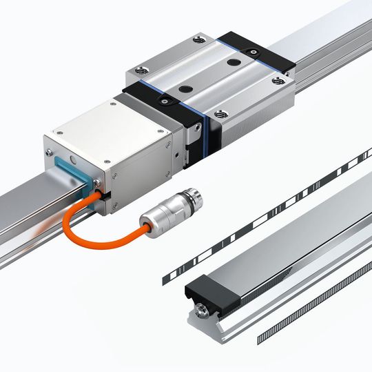 Führen und Messen kombiniert: Das integrierte Messsystem IMS-A erfasst die absolute Position und arbeitet hoch präzise auch in robustem Umfeld. Führen und Messen kombiniert: Das integrierte Messsystem IMS-A erfasst die absolute Position und arbeitet hoch präzise auch in robustem Umfeld.
