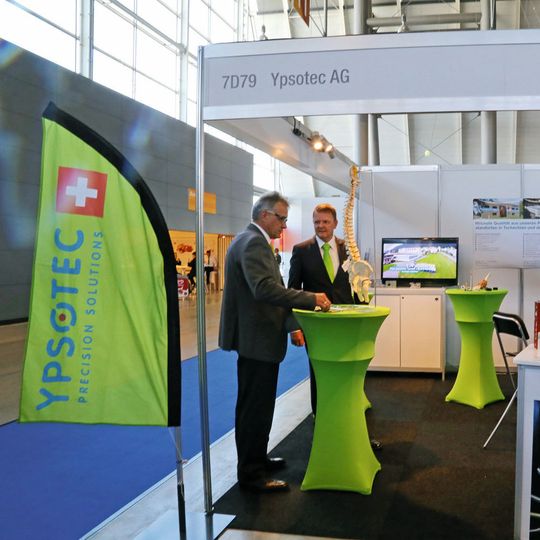 Mehr als 90 Schweizer Aussteller zeigen ihre Neuheiten auf dem Gebiet der Medizintechnik an der Medtec Europe 2016 in Stuttgart. Hier der Stand von Ypsotec an der Medtec Europe 2015. Mehr als 90 Schweizer Aussteller zeigen ihre Neuheiten auf dem Gebiet der Medizintechnik an der Medtec Europe 2016 in Stuttgart. Hier der Stand von Ypsotec an der Medtec Europe 2015.