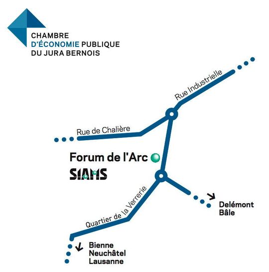 Plan de situation de Forum de l'Arc et du SIAMS. Plan de situation de Forum de l'Arc et du SIAMS.