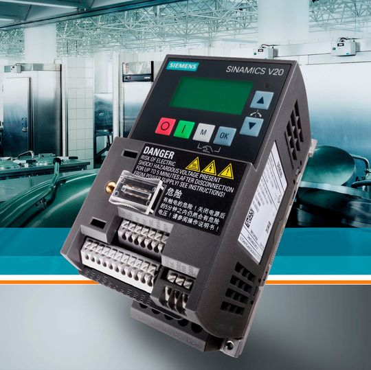 Siemens bringt mit Sinamics V20 in den Baugrößen FS AA und FS AB seinen bislang kleinsten Umrichter auf den Markt. Siemens bringt mit Sinamics V20 in den Baugrößen FS AA und FS AB seinen bislang kleinsten Umrichter auf den Markt.