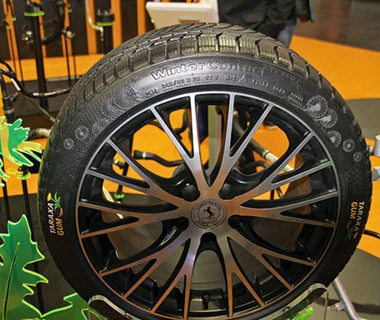 Bereits 2014 brachte Continental das erste Muster eines Premium-Winterreifens mit einem Laufstreifen aus Löwenzahn-Kautschuk auf die Straße. Ende 2015 testete Contitech den neuen Rohstoff mit dem Namen Taraxagum für die Schwingungstechnik, und zeigt im nächsten Bild was daraus wurde... Bereits 2014 brachte Continental das erste Muster eines Premium-Winterreifens mit einem Laufstreifen aus Löwenzahn-Kautschuk auf die Straße. Ende 2015 testete Contitech den neuen Rohstoff mit dem Namen Taraxagum für die Schwingungstechnik, und zeigt im nächsten Bild was daraus wurde...
