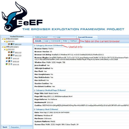 Das BeEF-Tool dient eigentlich dem Penetration Testing, wird momentan aber oft missbräuchlich verwendet. Das BeEF-Tool dient eigentlich dem Penetration Testing, wird momentan aber oft missbräuchlich verwendet.