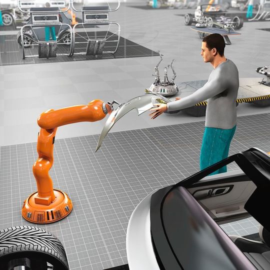 Ein ganzheitliches Produktionskonzept für die Automobilproduktion der Zukunft entwickelt die Forschungsfabrik im Verbundprojekt Arena 2036. Der Roboter unterstützt den Werker nicht mehr am Band, sondern bei der Montage an freien Modulen. Ein ganzheitliches Produktionskonzept für die Automobilproduktion der Zukunft entwickelt die Forschungsfabrik im Verbundprojekt Arena 2036. Der Roboter unterstützt den Werker nicht mehr am Band, sondern bei der Montage an freien Modulen.