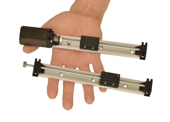 Even with a motor (top), the SLN27 miniature linear axis from Igus is a compact, lightweight unit suitable for light handling applications in medical and laboratory technology. Even with a motor (top), the SLN27 miniature linear axis from Igus is a compact, lightweight unit suitable for light handling applications in medical and laboratory technology.