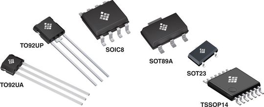 Bild 1: Unterschiedliche Gehäuseformen für Hall-Effekt-Sensoren. Bild 1: Unterschiedliche Gehäuseformen für Hall-Effekt-Sensoren.