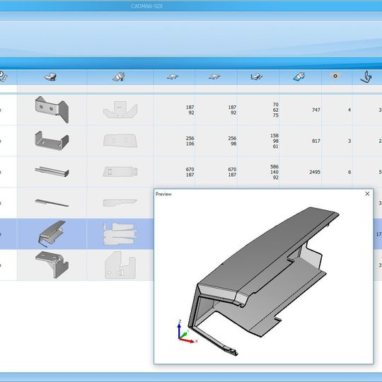 CADMAN-SDI provides all the details needed to create an accurate cost estimate, including all relevant part information, such as part name, 3D and unfolded 2D drawing, material type and all cost drivers. CADMAN-SDI provides all the details needed to create an accurate cost estimate, including all relevant part information, such as part name, 3D and unfolded 2D drawing, material type and all cost drivers.