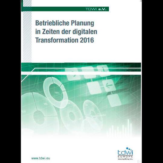 Der TDWI Germany e. V. hat die Studie „Betriebliche Planung in Zeiten der digitalen Transformation 2016“ gemeinsam mit Microsoft und der Bissantz & Company erstellt. Der TDWI Germany e. V. hat die Studie „Betriebliche Planung in Zeiten der digitalen Transformation 2016“ gemeinsam mit Microsoft und der Bissantz & Company erstellt.