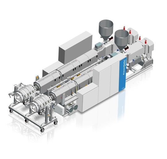 Das Verfahrenskonzept der 36D Doppelschneckenextruder von Krauss-Maffei Berstorff steht laut Hersetller für höchste Leistung in Kombination mit hoher Produktqualität bei der PVC Verarbeitung. Der Fokus liege auf der langen und somit effektiven Vorwärmlänge, die für eine ausgewogene Mischung aus Scher- und Heizenergie sorgen soll. Das Verfahrenskonzept der 36D Doppelschneckenextruder von Krauss-Maffei Berstorff steht laut Hersetller für höchste Leistung in Kombination mit hoher Produktqualität bei der PVC Verarbeitung. Der Fokus liege auf der langen und somit effektiven Vorwärmlänge, die für eine ausgewogene Mischung aus Scher- und Heizenergie sorgen soll.