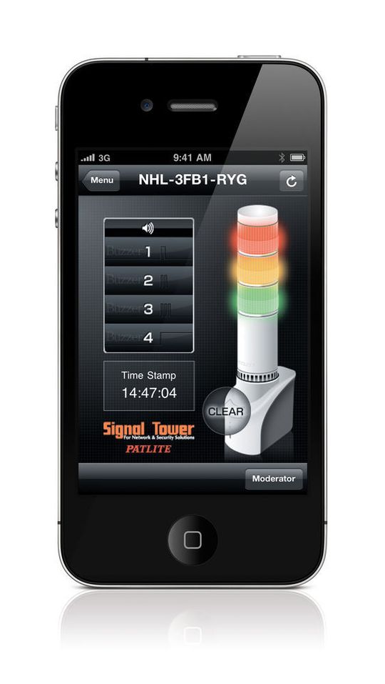 Die Signalleuchten der NHL-Serie lassen sich mit der Netzwerkfunktion mit mobilen Endgeräten aus der Ferne bedienen. Die Signalleuchten der NHL-Serie lassen sich mit der Netzwerkfunktion mit mobilen Endgeräten aus der Ferne bedienen.