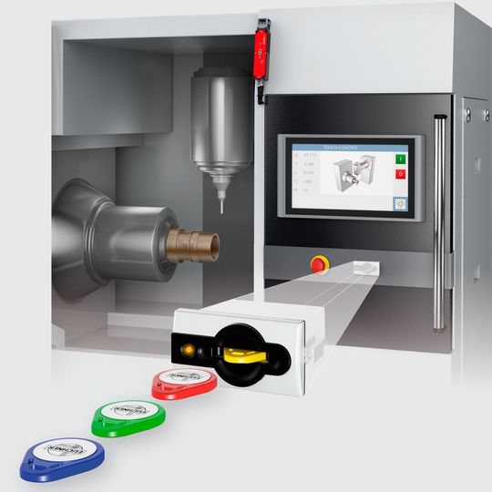 Die EKS-Lesestation ist üblicherweise im Bedienpanel der Maschine installiert. Die EKS-Lesestation ist üblicherweise im Bedienpanel der Maschine installiert.