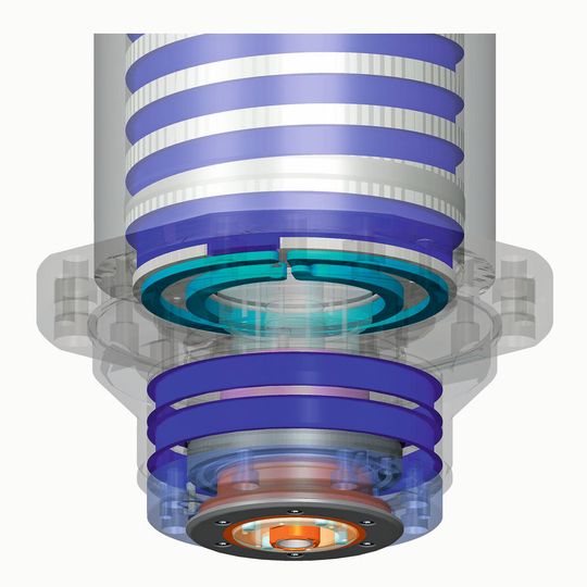 Auf der Basis des Opti-Cool-Prinzips (OCS) ist es bei dieser Spindel gelungen, die polare Temperaturverteilung im Flansch-/Mantelbereich auf 1K zu bringen. Auf der Basis des Opti-Cool-Prinzips (OCS) ist es bei dieser Spindel gelungen, die polare Temperaturverteilung im Flansch-/Mantelbereich auf 1K zu bringen.