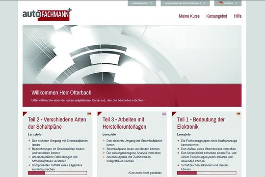 Der digitale »autoFACHMANN« beinhaltet verschiedene Kurse.