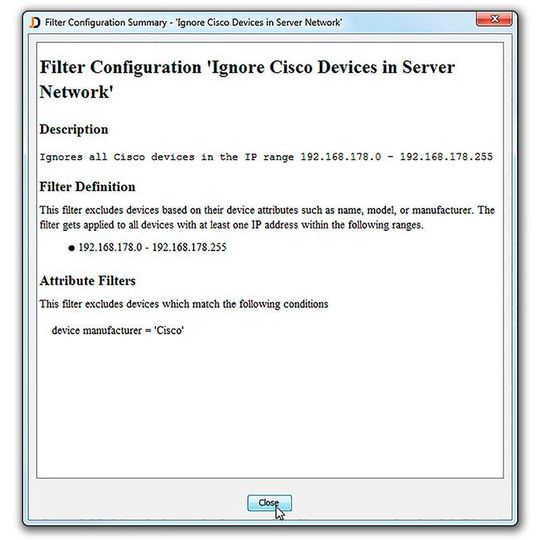 Dank neuer Filterfunktionen in JDisc Discovery 3.3 Build 3341 sollen z.B. bestimmte Rechner bei der Netzwerkerfassung ignoriert werden können.