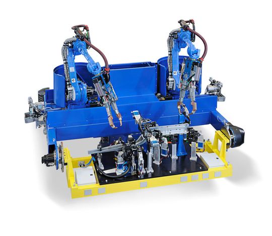 Yaskawa hat ein kompaktes und flexibles System zum roboterbasierten Punktschweißen bei hoher Geschwindigkeit entwickelt, das mit sieben Achsen arbeitet und ein Mutternschweißsystem enthält. Yaskawa hat ein kompaktes und flexibles System zum roboterbasierten Punktschweißen bei hoher Geschwindigkeit entwickelt, das mit sieben Achsen arbeitet und ein Mutternschweißsystem enthält.