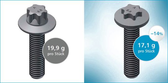 Durch eine veränderte Kopfgeometrie konnte eine Gewichtseinsparung von 14 % erreicht werden.