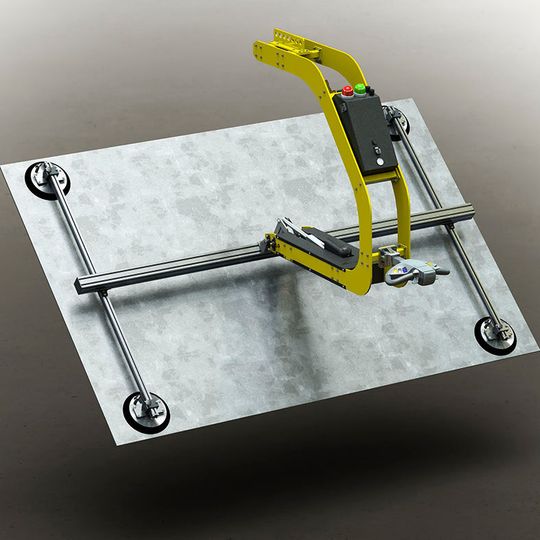 Das neue Vakuumhebegerät von Eurotech: Mit dem eT-Hover-loop lassen sich flächige Lasten von bis zu 250 kg heben und um 180° wenden. Das neue Vakuumhebegerät von Eurotech: Mit dem eT-Hover-loop lassen sich flächige Lasten von bis zu 250 kg heben und um 180° wenden.