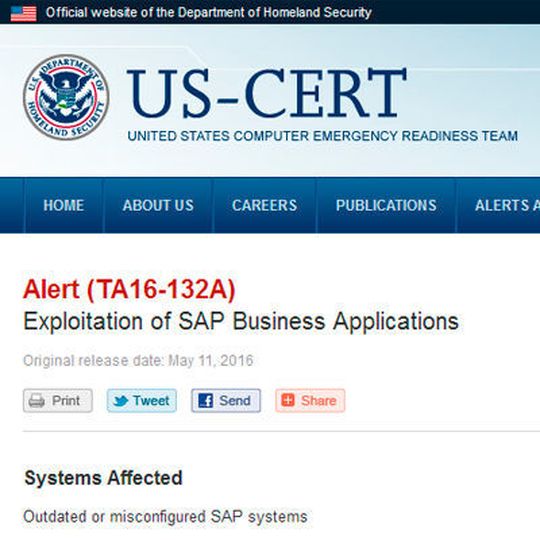 Zu einer Schwachstelle im Invoker Servlet hat das US-CERT-Behörde im Mai 2016 zum ersten Mal eine Sicherheitswarnung für SAP-Systeme abgegeben. Zu einer Schwachstelle im Invoker Servlet hat das US-CERT-Behörde im Mai 2016 zum ersten Mal eine Sicherheitswarnung für SAP-Systeme abgegeben.