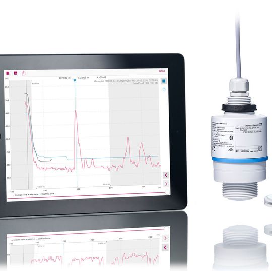 FMR10 und FMR20 gehören zu den ersten berührungslosen Radargeräten mit Bluetooth-Inbetriebnahme-, Betriebs- und Wartungs-App. Die Signalkurve kann mit der App auf jedem Bluetooth-fähigen Smartphone oder Tablet (iOS, Android) angezeigt werden. FMR10 und FMR20 gehören zu den ersten berührungslosen Radargeräten mit Bluetooth-Inbetriebnahme-, Betriebs- und Wartungs-App. Die Signalkurve kann mit der App auf jedem Bluetooth-fähigen Smartphone oder Tablet (iOS, Android) angezeigt werden.