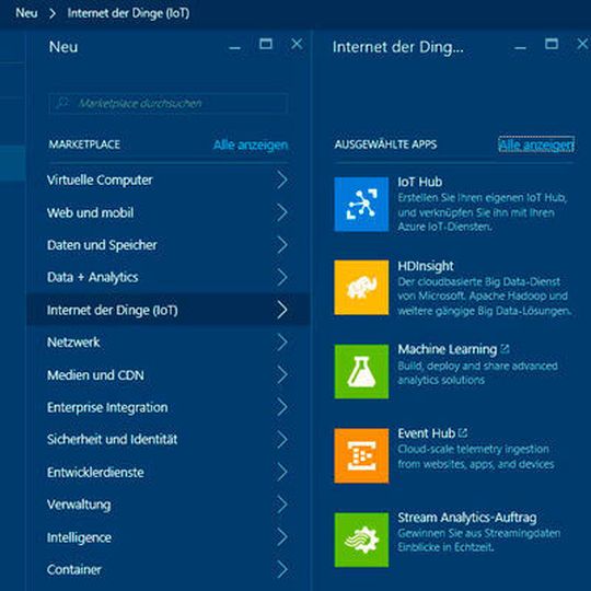 Microsoft bietet im Azure-Portal verschiedene Funktionen für die Verwendung des Internet of Things (IoT).