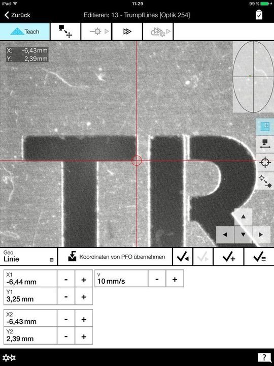 PFO Smart Teach App von Trumpf bietet die Möglichkeit Programme für eine programmierbare Fokussieroptik zu erstellen, zu ändern und zu optimieren.