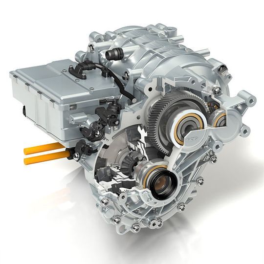 Das elektrische Antriebssystem für Plug-in Hybridfahrzeuge integriert einen wassergekühlten Elektromotor und Inverter mit einem Ein-Gang-Untersetzungsgetriebe in einem Gehäuse. Das elektrische Antriebssystem für Plug-in Hybridfahrzeuge integriert einen wassergekühlten Elektromotor und Inverter mit einem Ein-Gang-Untersetzungsgetriebe in einem Gehäuse.
