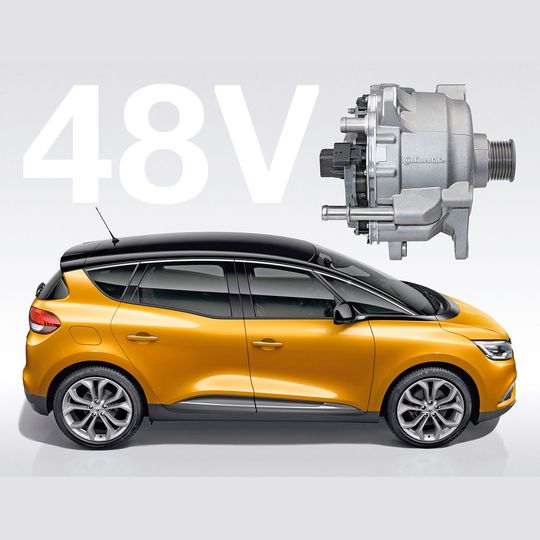 Renault bietet künftig Hybridantriebe mit 48-Volt-Technik von Continental an.