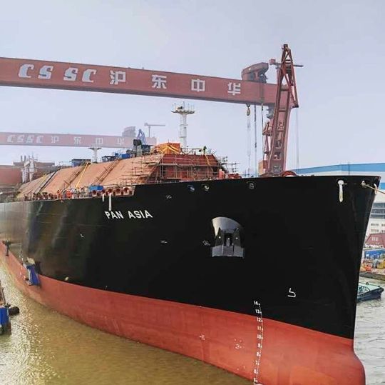 Mid of this year China’s largest liquefied natural gas (LNG) tanker “Pan Asia” undocked in Hudong Zhonghua shipyard/ Shanghai. Mid of this year China’s largest liquefied natural gas (LNG) tanker “Pan Asia” undocked in Hudong Zhonghua shipyard/ Shanghai.