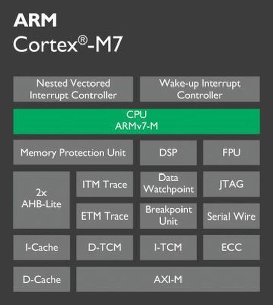 Block Diagram: Many processor providers, like the ARM cwith its Cortex M7, include DSPs and FPUs as IPs into their modern product lines.