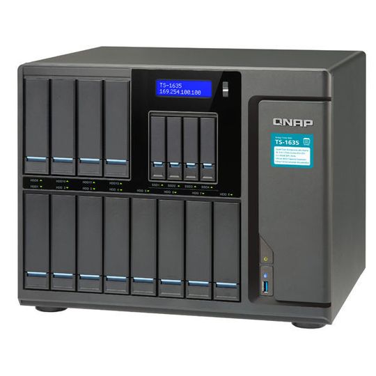 Insgesamt verfügt das Qnap TS-1635 über 16 Einschübe. Insgesamt verfügt das Qnap TS-1635 über 16 Einschübe.