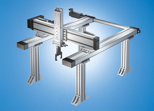 Schnell kombiniert Mit diesem Baukasten für Handlingsysteme lassen sich pneumatische und elektromechanische Komponenten leicht kombinieren. Schnell kombiniert Mit diesem Baukasten für Handlingsysteme lassen sich pneumatische und elektromechanische Komponenten leicht kombinieren.