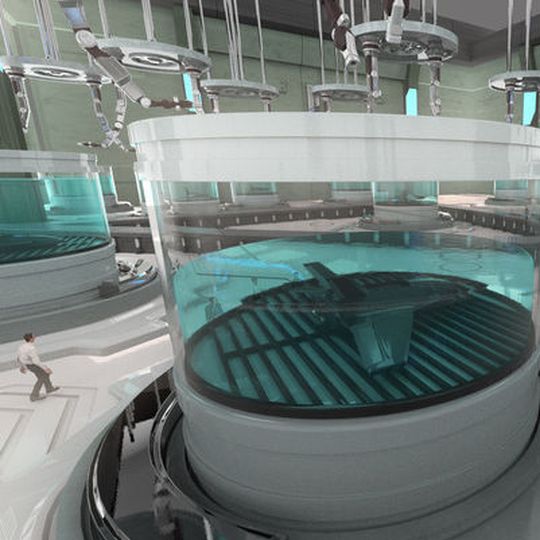 Materialchemie digitalisieren: In solchen Tanks sollen die Drohnen, aus einer Reihe von Basischemikalien synthetisiert, heranwachsen, wenn es nach den Forschern um Professor Lee Cronin geht. Materialchemie digitalisieren: In solchen Tanks sollen die Drohnen, aus einer Reihe von Basischemikalien synthetisiert, heranwachsen, wenn es nach den Forschern um Professor Lee Cronin geht.