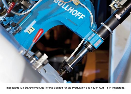 Stanznieten im Trend: Für die Produktion des neuen Audi TT in Ingolstadt lieferte Böllhoff insgesamt 103 Stanzwerkzeuge. Bilder: Böllhoff Stanznieten im Trend: Für die Produktion des neuen Audi TT in Ingolstadt lieferte Böllhoff insgesamt 103 Stanzwerkzeuge. Bilder: Böllhoff