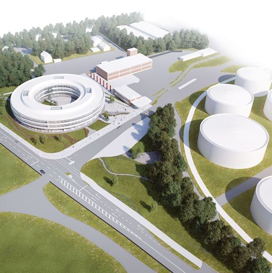 Das neue Bürogebäude von Ineos aus der Luft. Das neue Bürogebäude von Ineos aus der Luft.