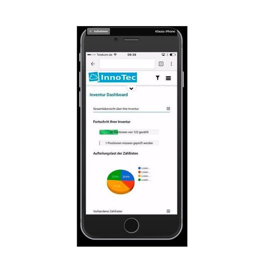 Der Fortschritt der Inventur und der Bearbeitungsstand lassen sich auf dem mobilen Endgerät anzeigen.
