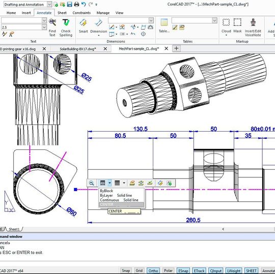 Die 2D- und 3D-CAD-Software Corel-CAD 2017 verspricht dank vieler neuer Funktionen und Detailverbesserungen noch schneller professionelle Resultate. Die 2D- und 3D-CAD-Software Corel-CAD 2017 verspricht dank vieler neuer Funktionen und Detailverbesserungen noch schneller professionelle Resultate.
