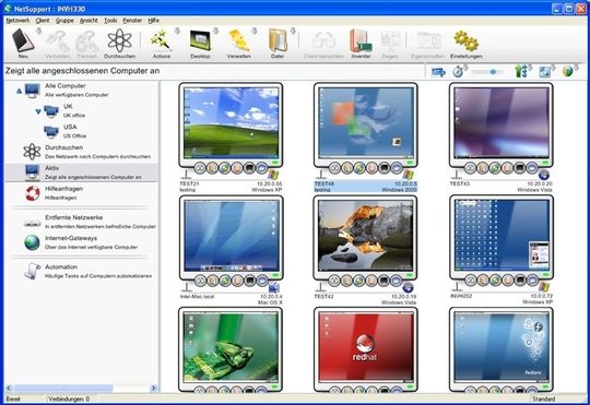 Dank der Thumbnail-Ansicht in NetSupport Manager lassen sich mehrere Clients gleichzeitig überwachen. Dank der Thumbnail-Ansicht in NetSupport Manager lassen sich mehrere Clients gleichzeitig überwachen.