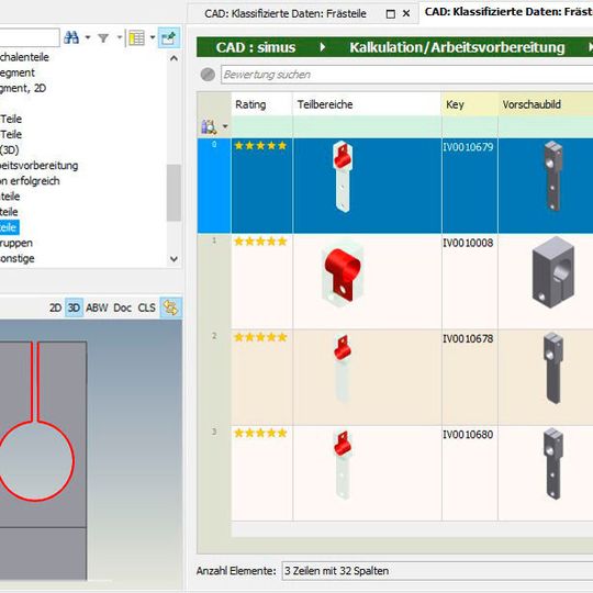 Simus classmate ermöglicht die Suche nach frei definierbaren Teilbereichen von aktuellen CAD-Modellen.