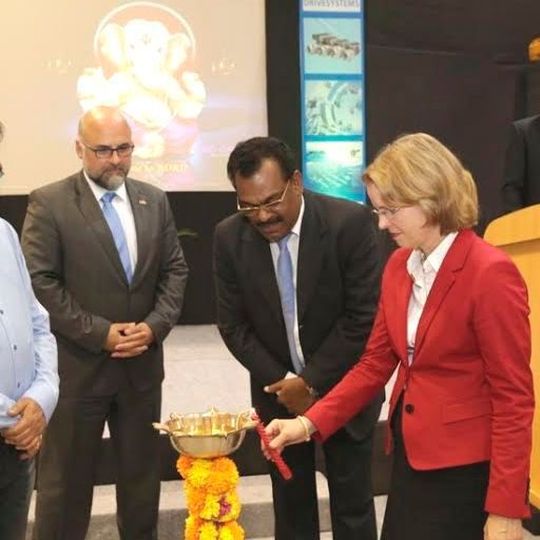 Jutta Humbert lights an oil lamp during the opening ceremony of the service area in October 2016 Jutta Humbert lights an oil lamp during the opening ceremony of the service area in October 2016