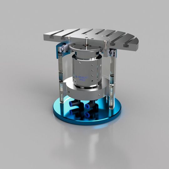 Ein Drehtisch mit Deublin-Hybrid-Drehdurchführung.