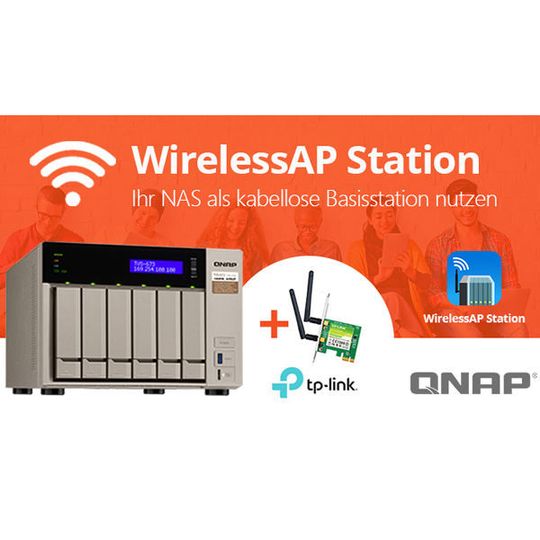 Qnap NAS können mit WLAN-Karten und der WirelessAP Station-App nun auch kabellos betrieben werden. Qnap NAS können mit WLAN-Karten und der WirelessAP Station-App nun auch kabellos betrieben werden.